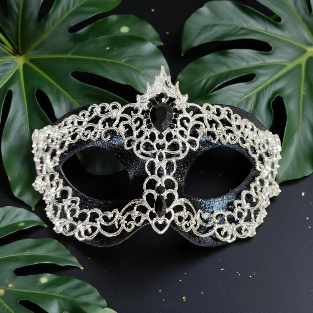 Silver black mask, Masquerade mask, Cosplay mask, ball party mask, Prom mask